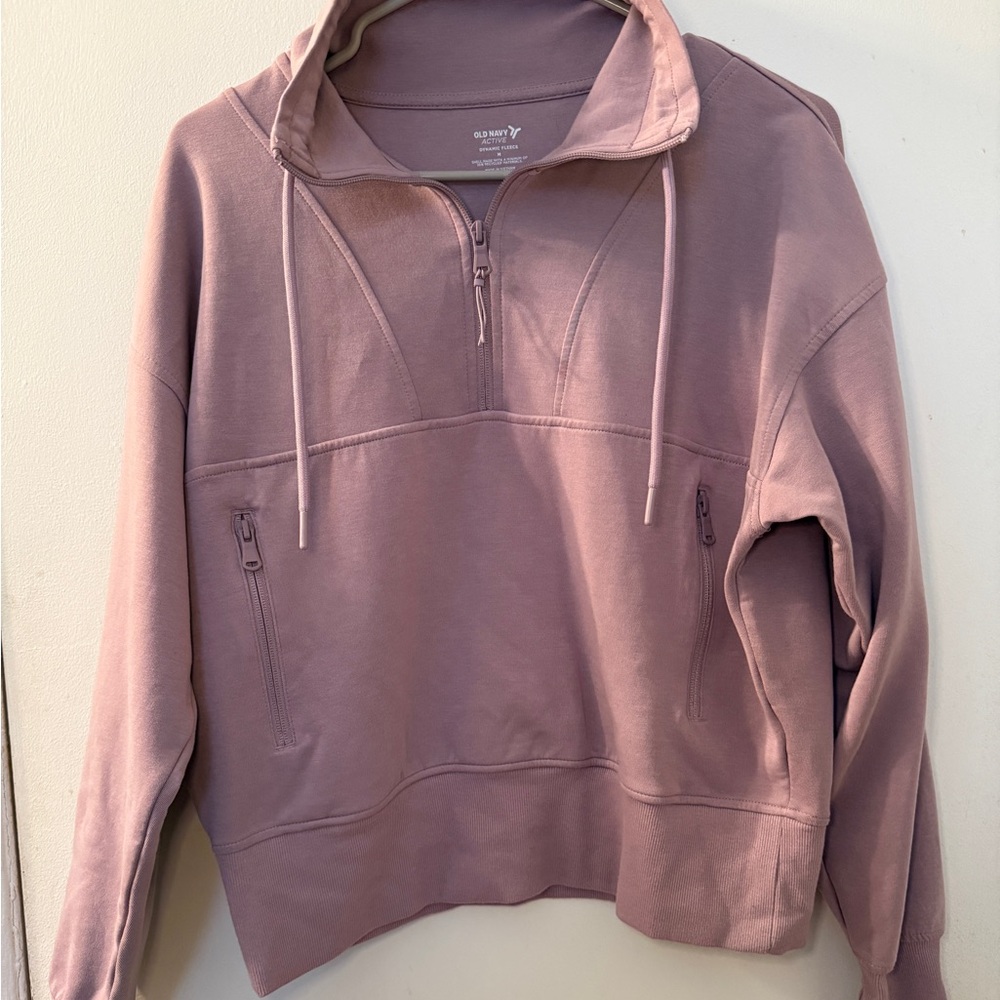 Old Navy Women's Dusty Pink Half-Zip Hoodie